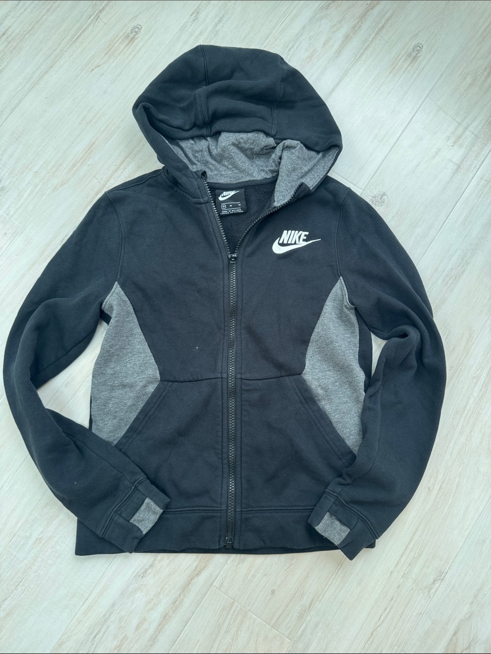 Nike Black & Gray Full-Zip Hooded Sweatshirt